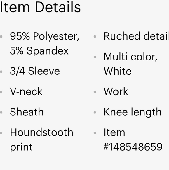 Muse for Boston Proper Houndstooth Dress Ruched Mini 3/4 Sleeves Preppy Winter - Picture 4 of 11